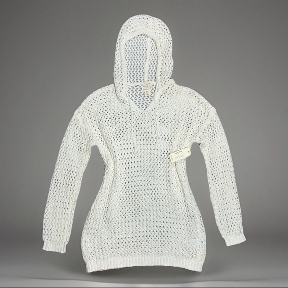 Nicole Miller Artelier Crochet Swimsuit Cover-Up Sexy Sweater Dress White‎ Large - Picture 3 of 14